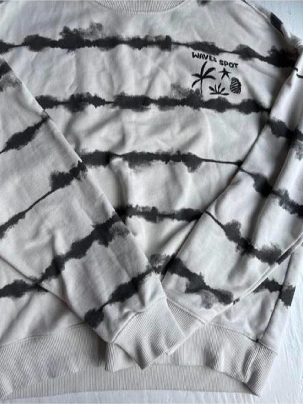 Zara Kids White & Black Tie-Dye 'Waves Spot' Sweatshirt